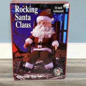Gemmy North Pole Productions Vtg 1991 Rocking Chair Santa Jingle Bells‎ 13" NEW